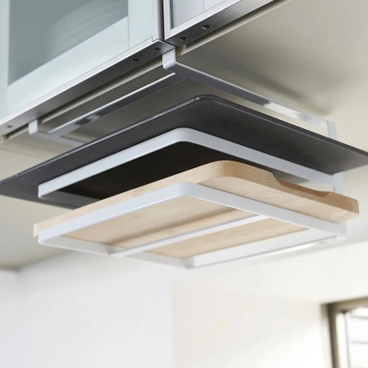 

Houmaid Kitchen Hanging Black White Holder For Chopping Block Board Cover Hook Type Storage Rack Double Metal Organization Shelf