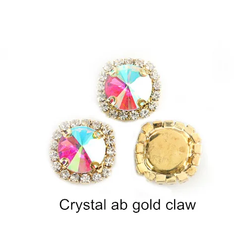 5 размеров, цветные круглые стразы с кристаллами и пряжкой, Пришивные круглые стразы Rivoli, пришивные стразы для свадьбы, Dess B1074 - Цвет: Crystal AB-Gold
