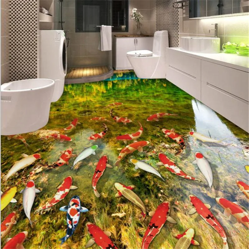 beibehang 3D floor painting wallpaper wear non-slip waterproof thickened self-adhesive PVC Wall paper Murals painting color