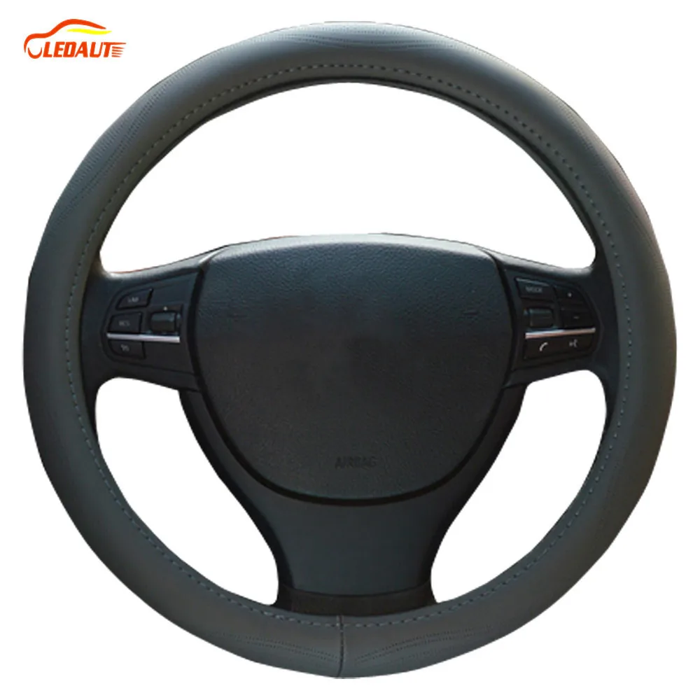 LEDAUT PU Leather Wrap Around Steering Wheel Cover Fit For MAZDA 2 3