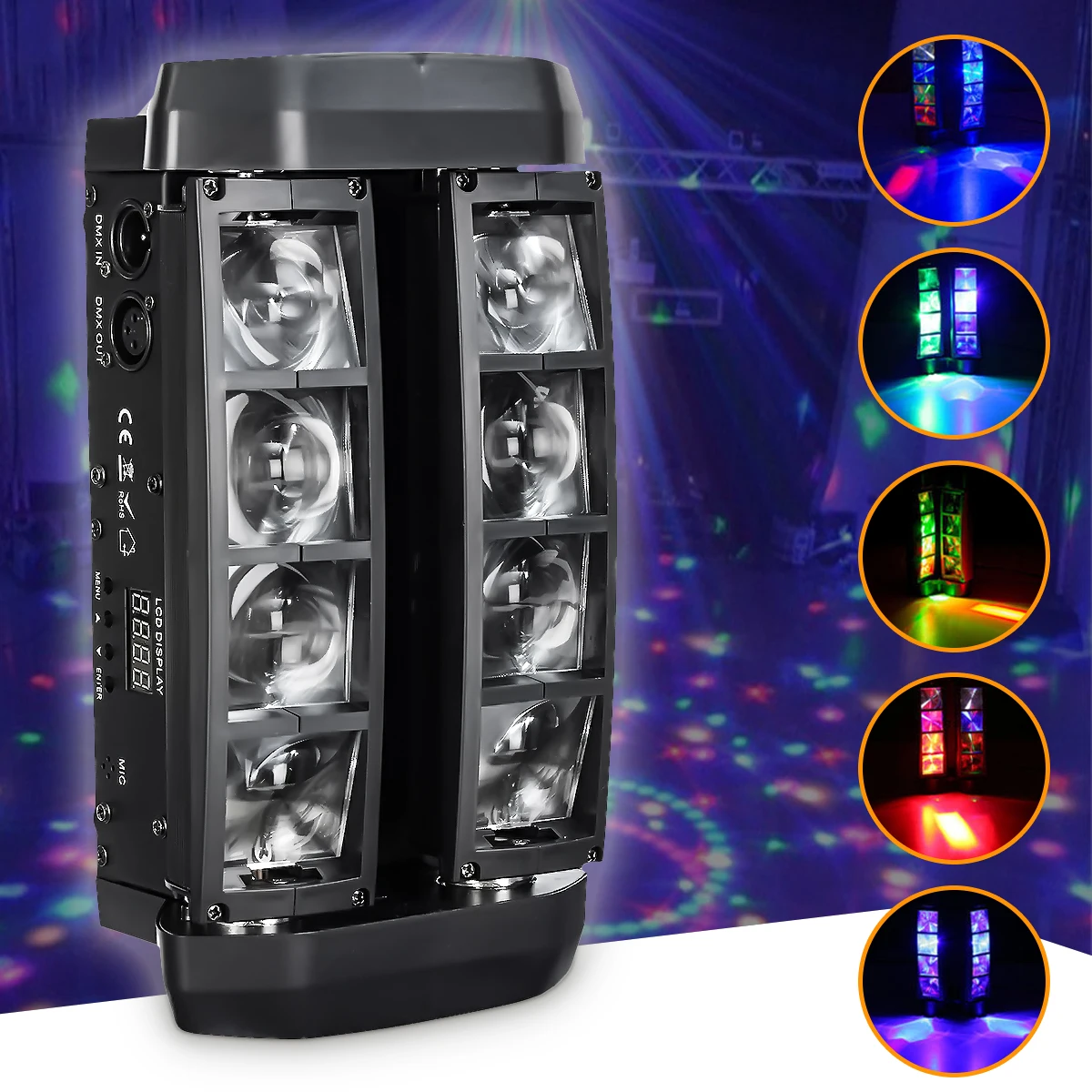 

100W RGBW Christmas LED S pider Beam DMX Stage Light Disco DJ Party Lighting Lamp