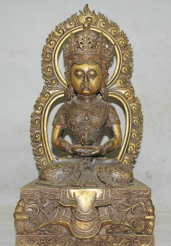 

Collectible bronze S1978 17" Tibet Tibetan Buddhism Copper Seat Amitayus longevity God Goddess Statue B0403