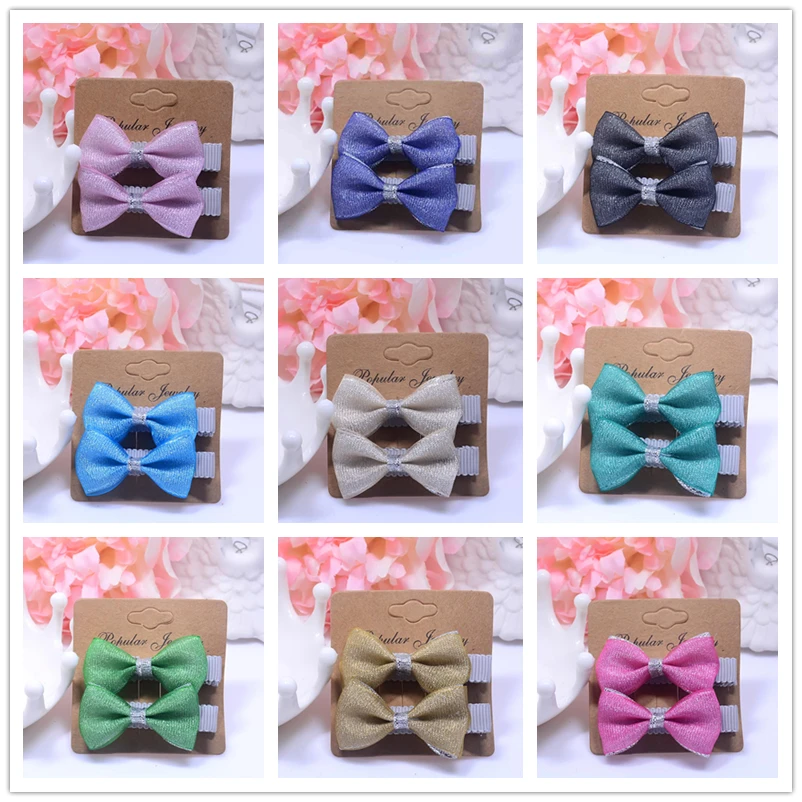 

2PCS /Pack Children Mini Bow knot Hair Clips grips accessories Headwear Solid Kids Hairpins Barrettes BB Clip Little Girls Gifts