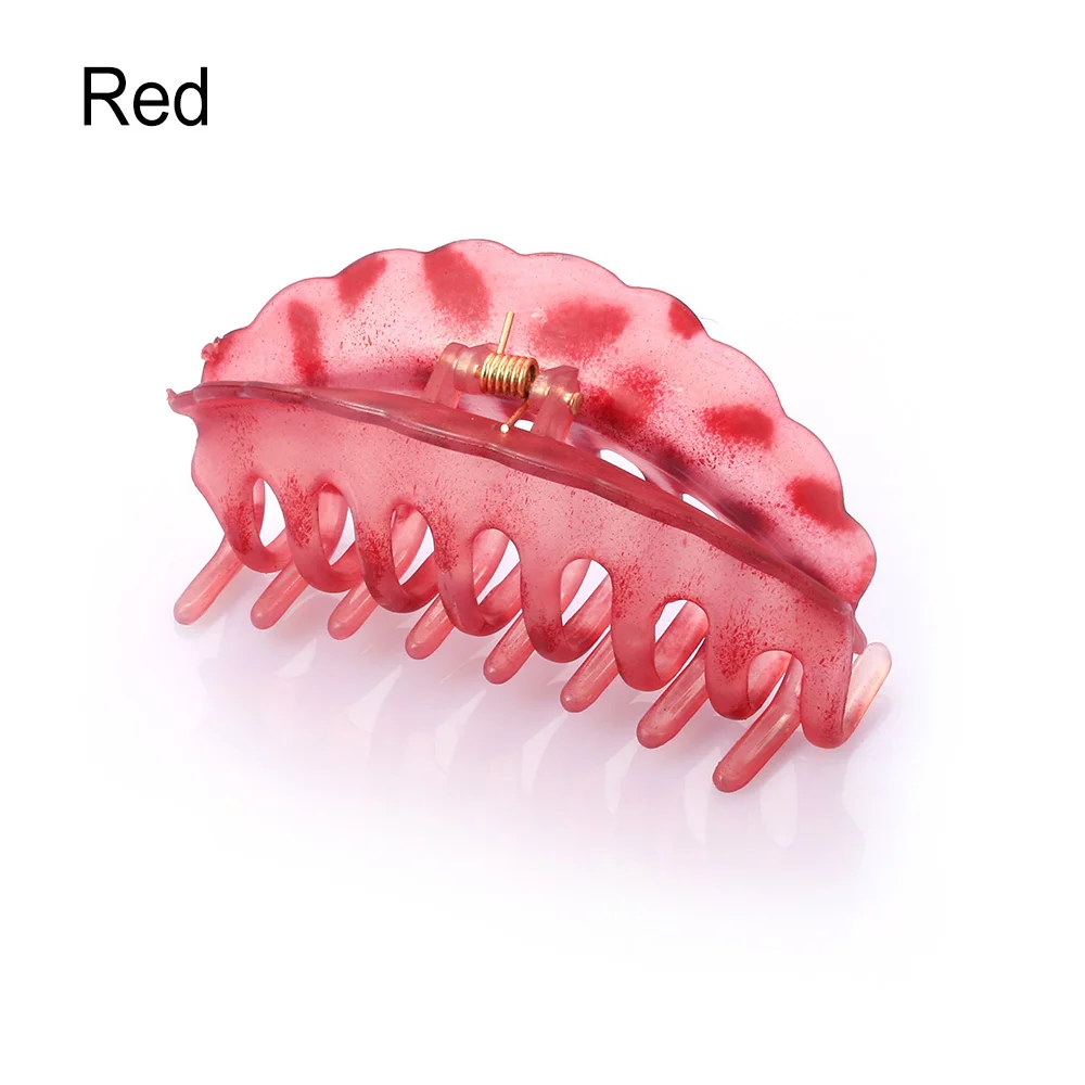 Hollow Out Hair Claw Clips Colorful Hairpin Women Scrub Black Plastic Carving Crab For Hair Large Size Hair Clamps New Fashion - Цвет: red