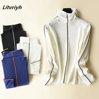 

Litvriyh casual new cashmere knitted sweater women sweaters and pullovers long sleeve turtleneck women pullover female knitted