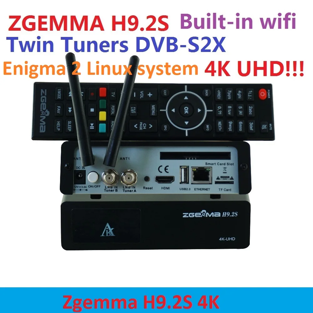 

Newest Zgemma H9.2S HEVC H.265 4k UHD 2160P 2XDVB-S2X Enigma 2 Linux 4.1 IPTV STALKER twin tunner Satellite TV Reicever decoder