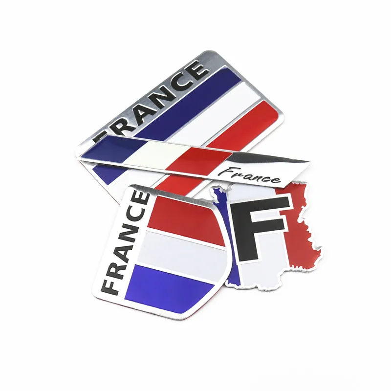 

Car Styling 3D Aluminum France Flag Emblem Badge Car Sticker Decals For Peugeot 206 207 208 307 308 Citroen C2 C3 C4 C5 C6