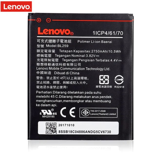 Оригинальный 2750 мАч BL259 for Lenovo Lemon 3 3 S K32C30 K32c36 Vibe K5/K5 Плюс/A6020a40 A6020 a40 A 6020a40 battery
