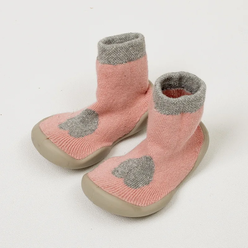 Носки для малышей нескользящие носки для маленьких девочек Детские носки с резиновой подошвой, теплые махровые толстые носки зима осень