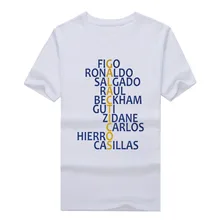 Hot madrid retro crossword tee T Shirt figo beckham guti zidane carlos casillas 100% cotton real T-shirts for ronaldo raul fans