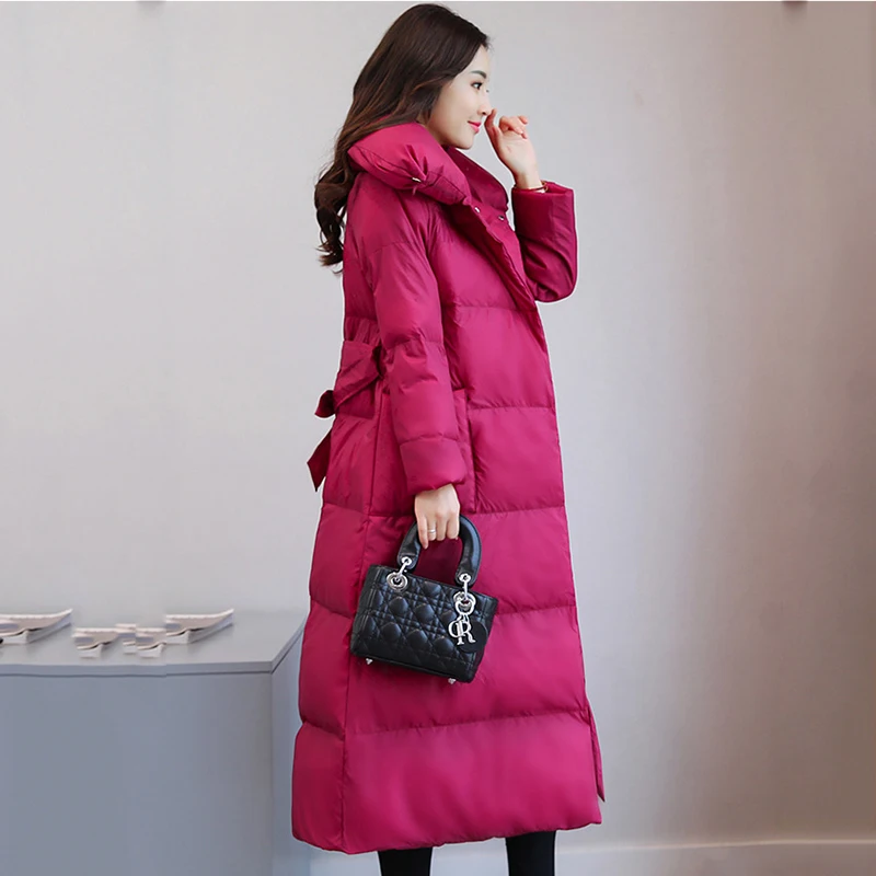 Mode Wmwmnu Rembourré Ceinture Manteau De Long Nouveau rose Parka Mince Manteaux Femme D'hiver Coton 2017 Red claret Black Femmes Veste qfxnBvrq