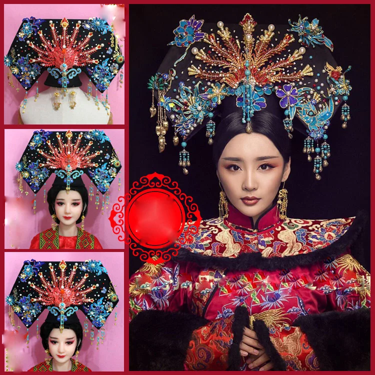 Lan Ye Qing династии дворца принцесса волосы императрицы тиара большое крыло цитоу Косплей диадема драма или фотография или сценическое шоу головные уборы