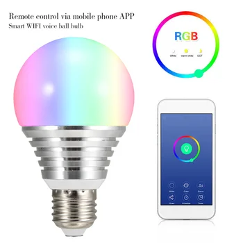 

High 1 Pcs Wifi Smart Bulb Light Lamp RGB Mobile Phone APP Remote Control Portable for Home LG66