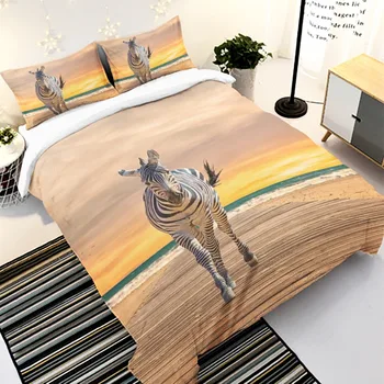 

African zebra printed bedclothes bedding set with pillowcases Duvet cover set for comforter queen King sizes bed linens set 3pcs
