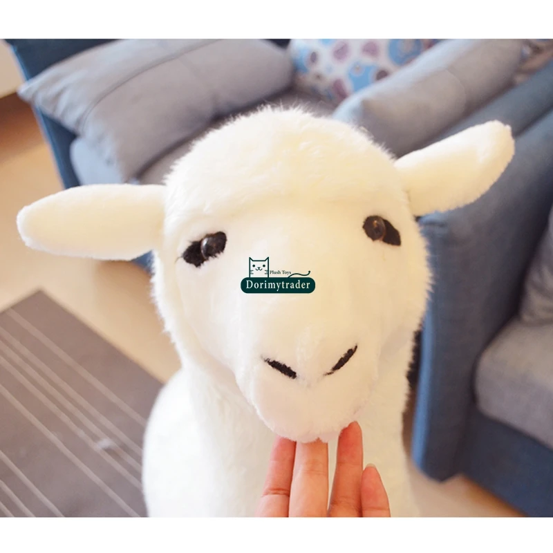 Dorimytrader Simulated Alpaca Plush Chair Stuffed Realistic Animals Sheep Toys Sofa Decoration can Ride on the Back 78cm x 25cm x 76cm DY61806 (11)