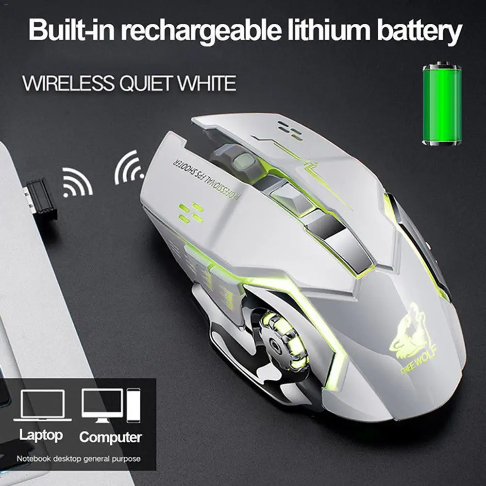 Professional Gaming Mouse Free Wolf X8 Wireless Charging Game Mouse Silent Illuminated Mechanical Mouse High-end Universal