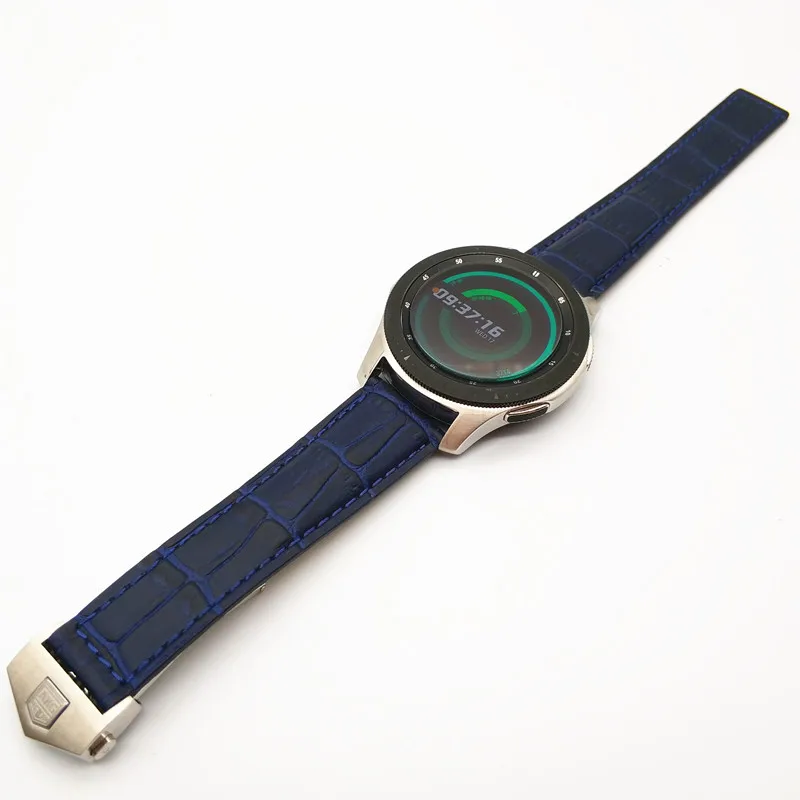 AKGLEADER новейший ремешок из натуральной кожи для samsung Galaxy Watch 46 мм 42 мм gear S3 Classic Frontier Huami Amazfit 22 мм - Цвет ремешка: Blue