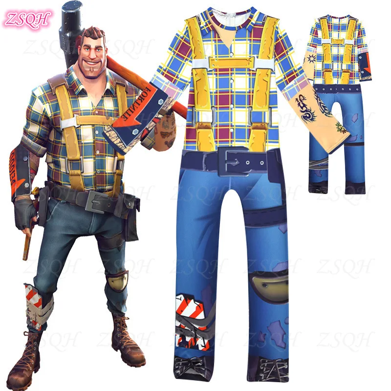 

ZSQH Builder Jumpsuit Game Battle Royale Cosplay Costume for kids bodysuit