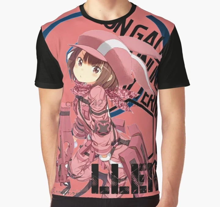 All Over Print 3D Tshirt Men Funny T Shirt Sword Art Online Gun Gale Alternative Full Print Big print Graphic T-Shirt