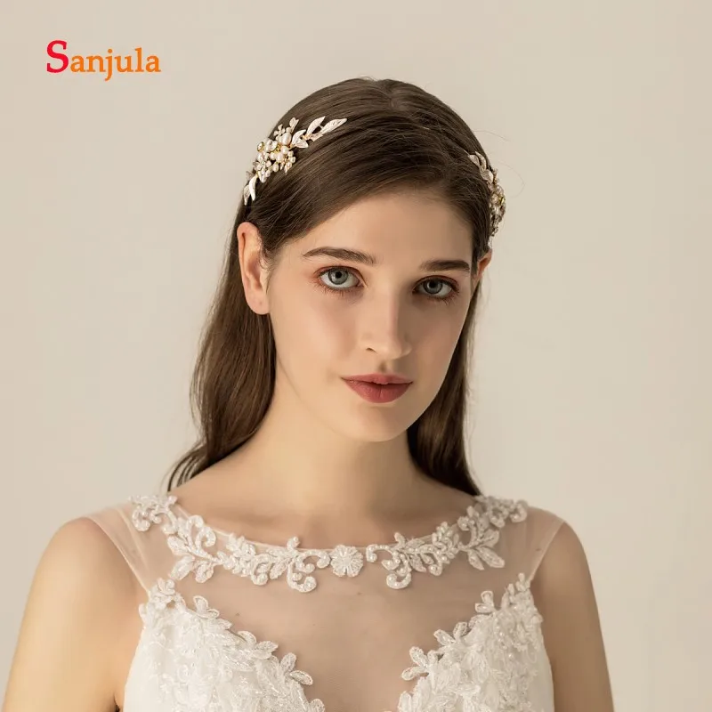 Freshwater Pearls Headband for Bridal Wedding Hair Jewelry Gold Metals Wedding Accessories Fashionable Handmade Headpiece H325