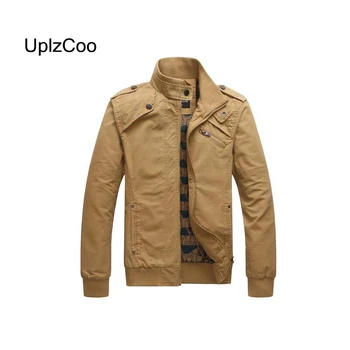 

UplzCoo 2019 New Arrival Spring Autumn New Men's Military Bomber Jacket Coat Slim Warm Solid Casual Outwear Male Coat 4XL FM156