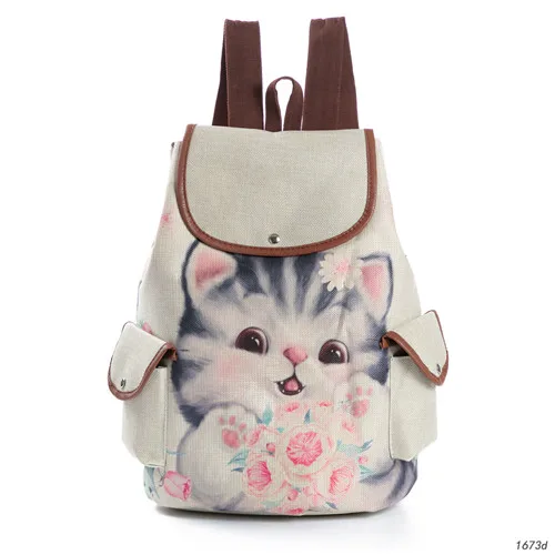 Miyahouse Повседневный цветочный мультяшный рюкзак с принтом лошади женская льняная школьная сумка с кулиской для девочек-подростков рюкзак для путешествий - Цвет: 1673d