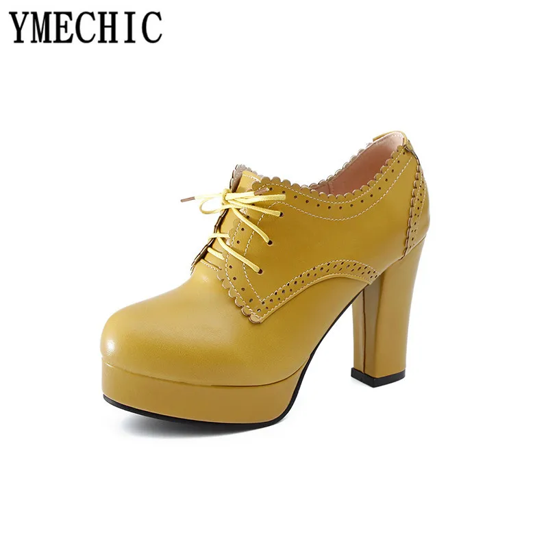 Женские туфли броги YMECHIC винтажные Туфли гладиаторы на шнурках платформе с не