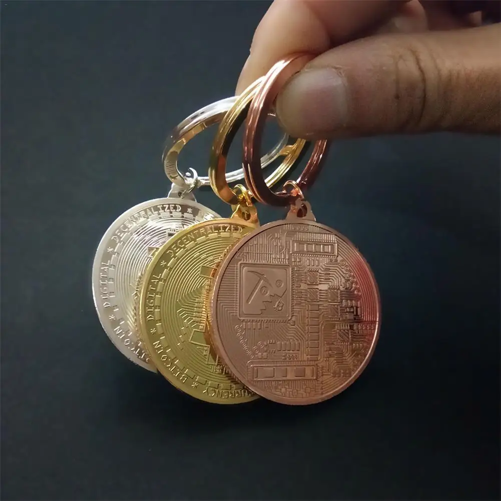Bitcoin Keychain Gold Plated Bitcoin Coin Key Accessories BTC Coin Art Collection Bitcoin Keychain Gold Plated Bitcoin Coin Key Accessories BTC Coin Art Collection