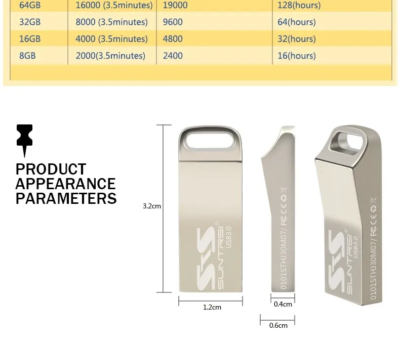 Suntrsi USB флешка высокоскоростная Металлическая USB 3,0 64 ГБ флеш-накопитель реальная емкость 32 ГБ 16 ГБ 8 ГБ USB флешка с логотипом на заказ