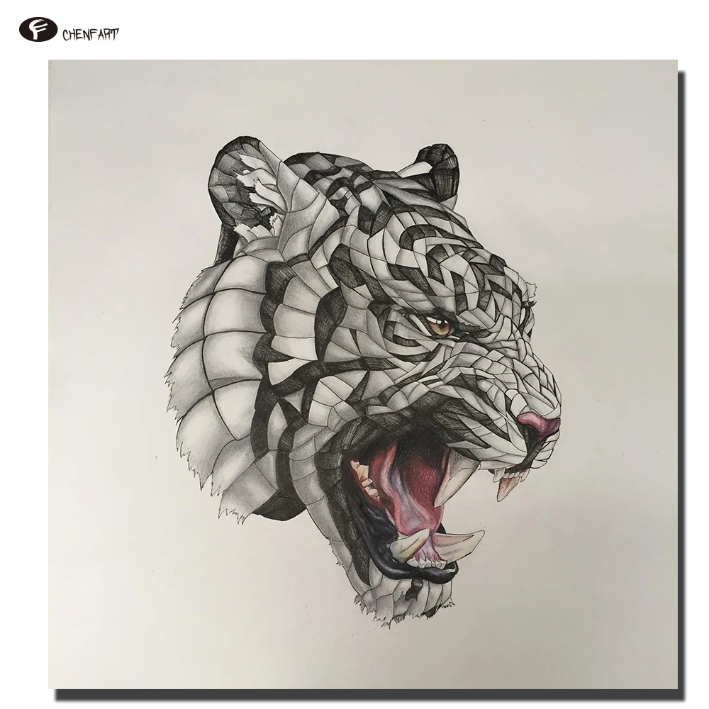 CHENFART Harimau Sisi Wajah Hewan Dekoratif Modern Kanvas Lukisan CHENFART Harimau Sisi Wajah Hewan Dekoratif Modern Kanvas Lukisan