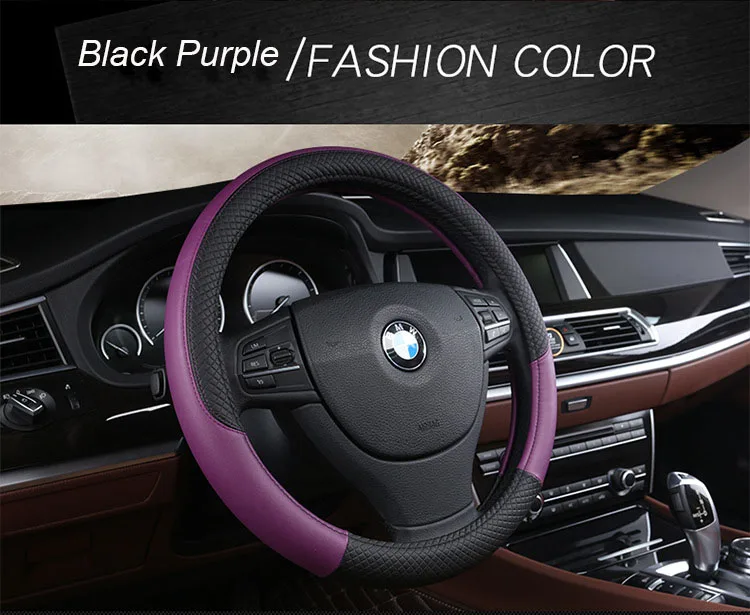 PU Leather Universal Car Steering-wheel Cover 38CM Car-styling Sport Auto Steering Wheel Covers Anti-Slip Automotive Accessories 20 9