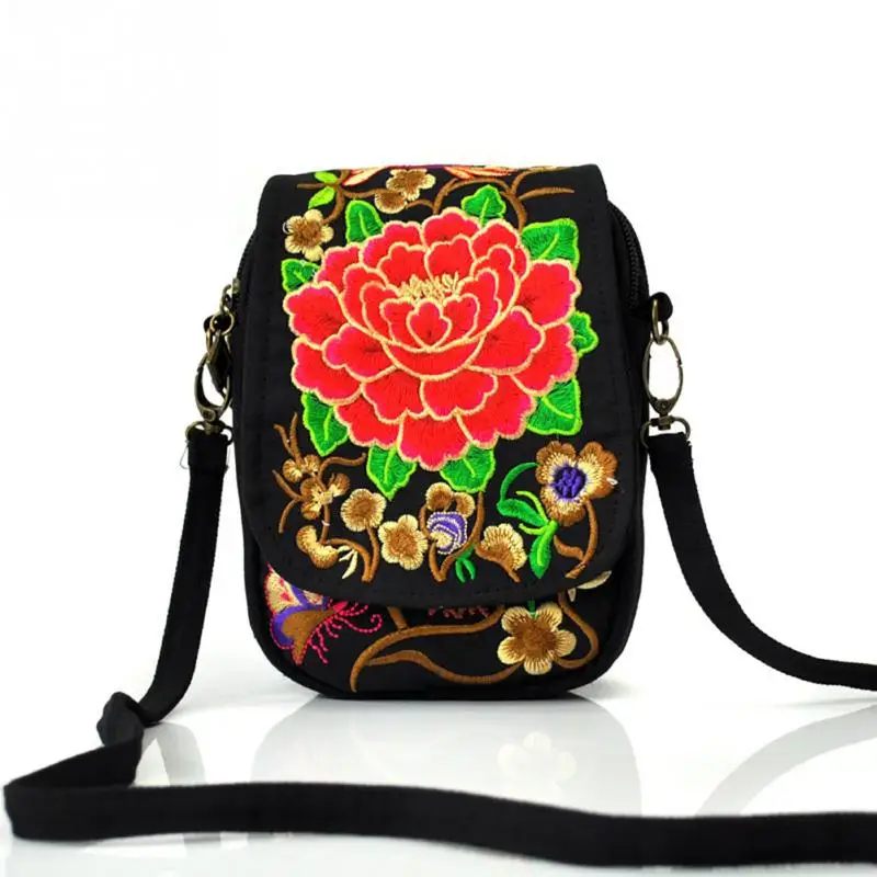المرأة العرقية التطريز حقيبة يد رسول حقيبة الوطنية الصينية نمط خمر قماش الكتف Crossbody حقيبة الهبي حمل