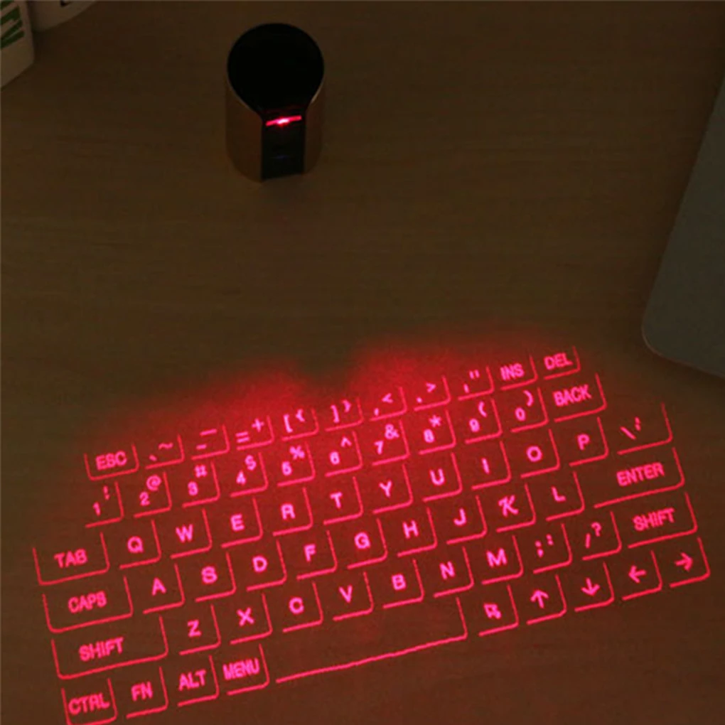 

Hot Selling Mini Virtual Portable Projector Keyboard Wireless Keypad Mouse with Key Stereos Microphones Speakerphone
