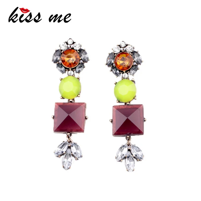 

New Styles 2014 Fashion Jewelry Resin Stone Brown Square Stud Earrings
