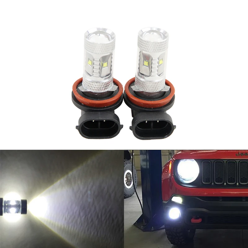 

2PCs Xenon White 30W Led Bulbs For Jeep Renegade 2015-Up Fog Light Lamp W/ Projector Car-Styling Front Fog Replacement Lamp