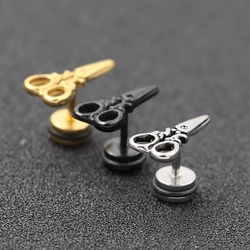 New Fashion Stainless Steel Jewelry Unisex Ear Piercing Jewelry Earring Punk Small Scissors Stud Earrings