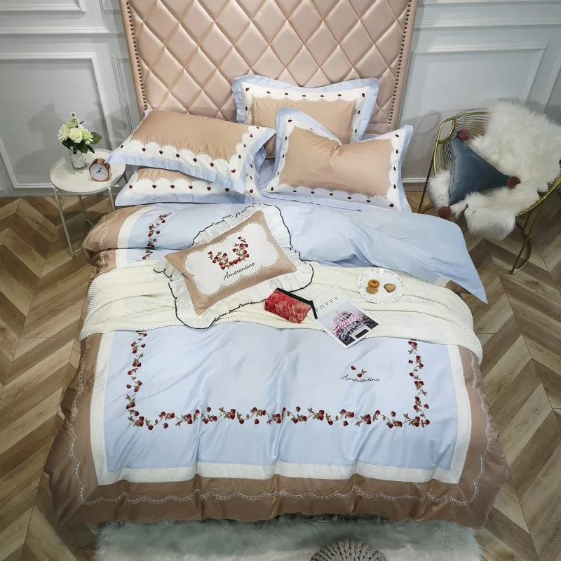 Waliicorners Home Bedding Sets brown egyptian cotton Soft duvet Cover embroidery Bed Set pillowcase King size Queen size 4pcs 23 IMG_20190113_113825
