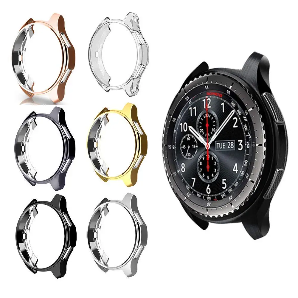 

46mm soft watch case cover For Samsung Gear S3 frontier TPU plated replacement protective bumper shell frame rubber Accessories