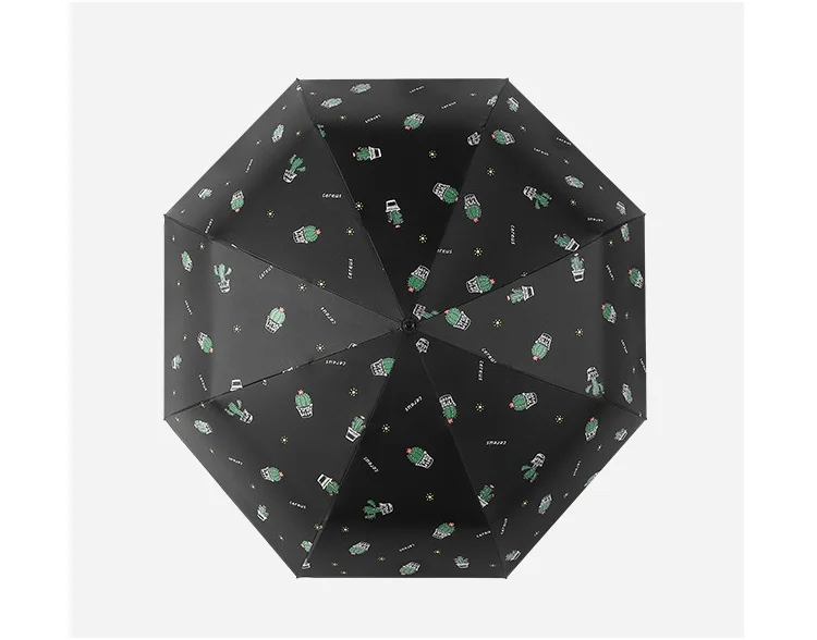 Полностью автоматический Солнечный зонт дождь женский кактус напечатанный солнцезащитный складной зонт карманный мини Ветрозащитный Анти защита от ультрафиолета зонтик