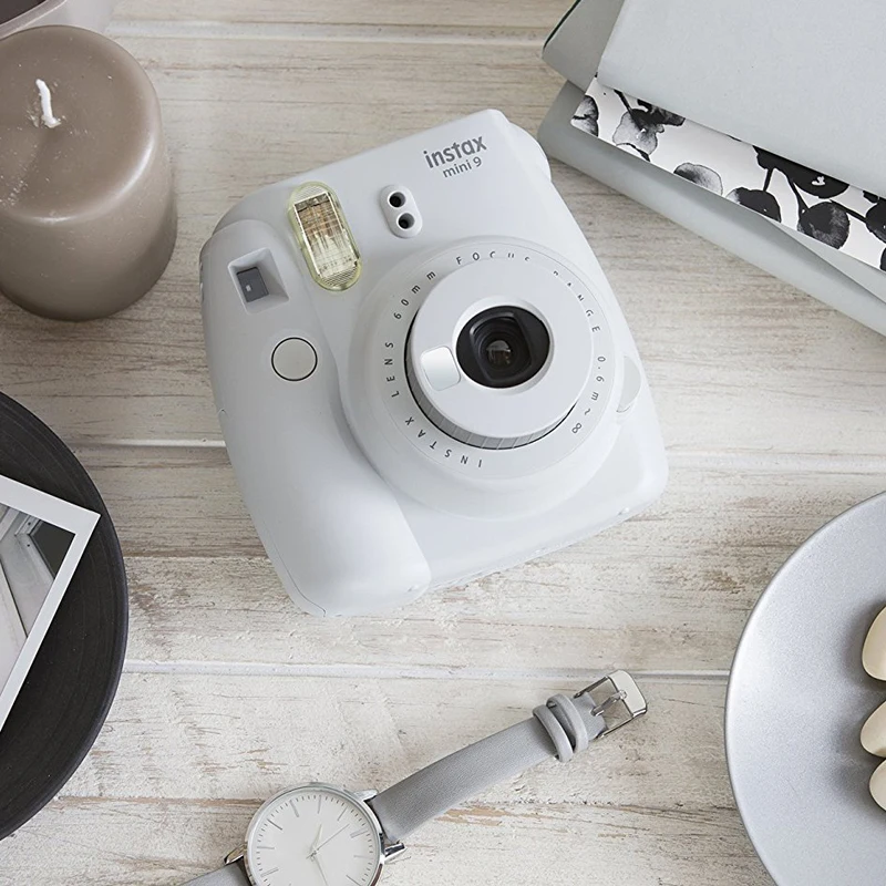 Fujifilm Instax Mini 9 мгновенный фото камера дымчатый белый+ карамельный чехол из искусственной кожи Сумка Чехол