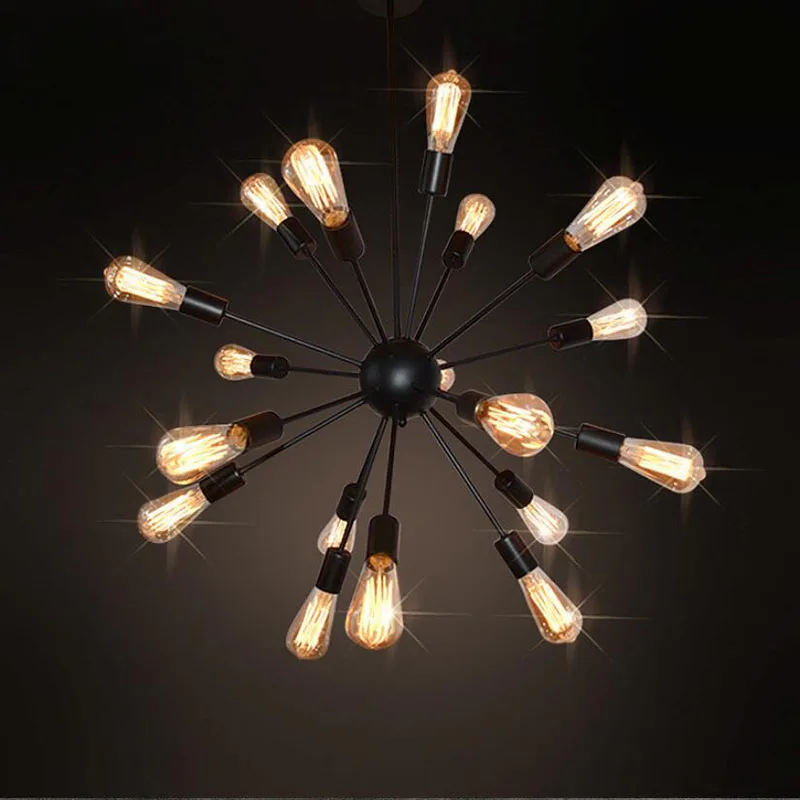 

E27 Bulbs Vintage Industrial Loft Pendant Lamp 12/15/18/20 Head Sputnik Pendant Lamp AC110V 220V Restaurant Bar Lights