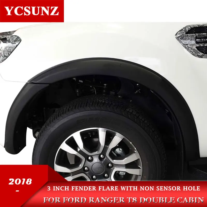 Mudguards Fender Flares Wheel Arch For Ford Ranger T8 Wildtrak Double Cabin 3 Inch Matte Black Color Non Sensor Hole