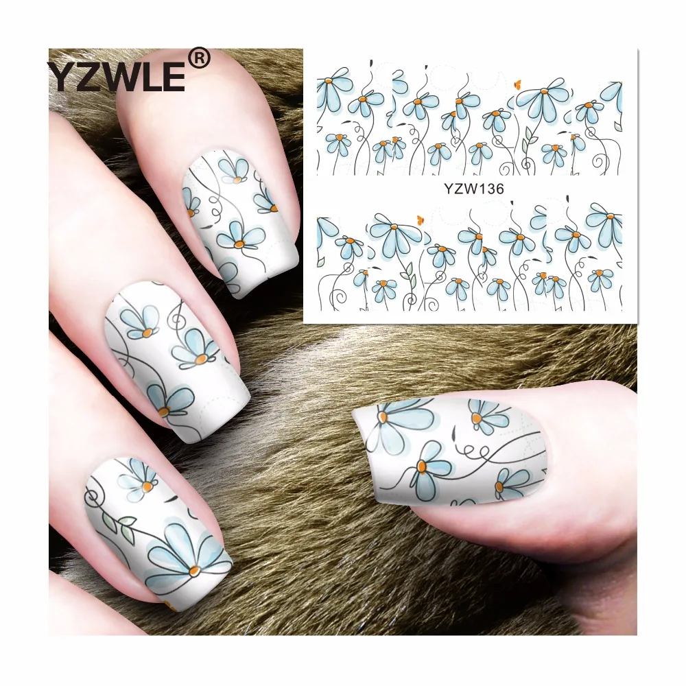 

YZWLE 1 Sheet DIY Decals Nails Art Water Transfer Printing Stickers Accessories For Manicure Salon (YZW-136)