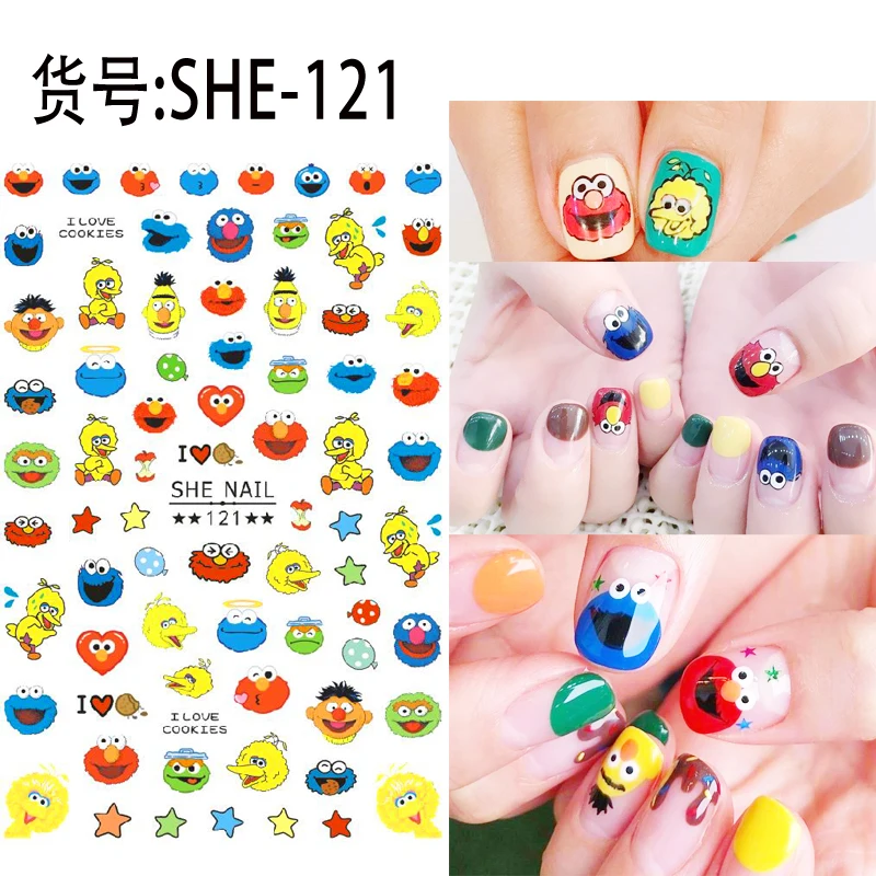 2 sheets adhesive 3d nail sticker foil decals for nails sticker art cartoon design nail art decorations supplies tool