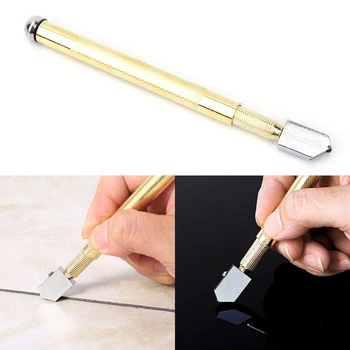 

Steel Blade Oil Filled Glass Cutter Cutting Tool Diamond Antislip Metal Handle 15cm