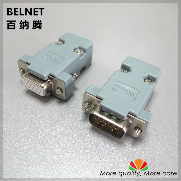 

VGA plug 15-pin / hole Three rows DB15 female DB15 male welding head Gold Plating connector With plastic shell 2pcs/lot