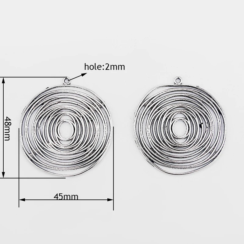 5 шт. Антикварный Серебряный Большой вихревой Шарм Подвеска для DIY ювелирных изделий Аксессуары фурнитура 48x45 мм
