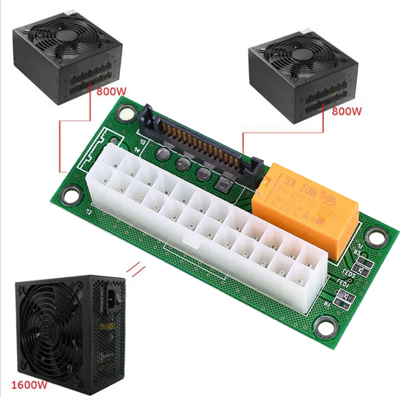 

ATX SATA to Molex 4Pin Sync Synchronous Starter Extender Card Dual PSU Adapter for BTC Miner Mining Extender Cable Card