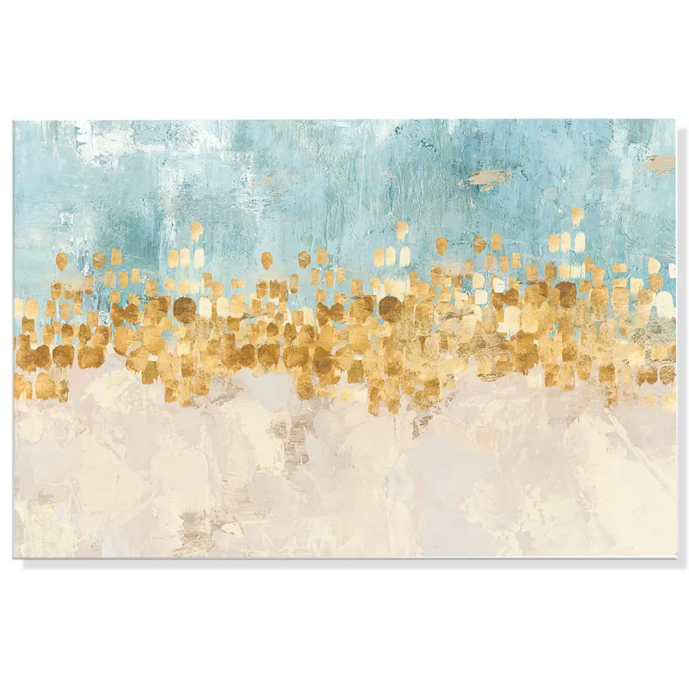 

HD Print Abstract Gold Color Canvas Paintings For Bed Room Wall Turquoise Color Modern Home Wall Decor Pictures NO FRAME