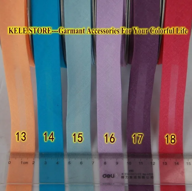 Хлопок косой ленты, размер: 20 мм, ширина: 3/", 12 цветов. 25 ярдов складной ленты, DIY Материал$4/Лот, сплошной цвет